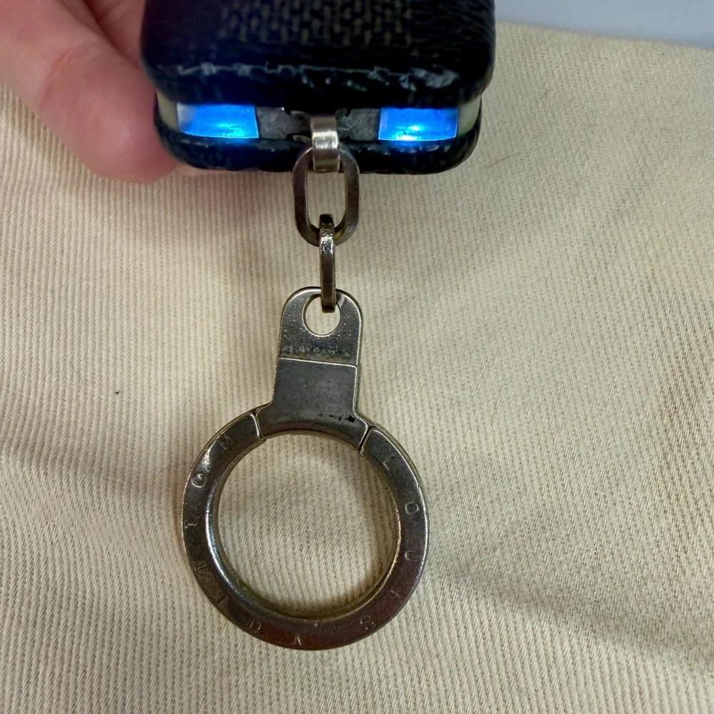 Louis Vuitton Damier Graphite Push Button Flashlight Keychain Authentic